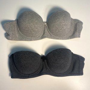 Solid Underwire Pushup Strapless Bra with Bow in Middle - Medium